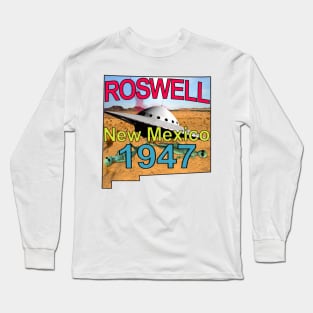 Roswell New Mexico 1947 UFO Aliens in Technicolor Long Sleeve T-Shirt